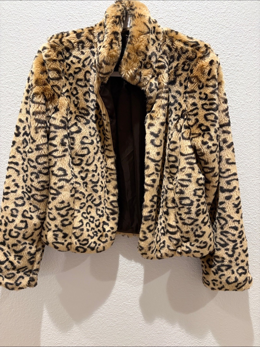 Lauren Ralph Lauren Leopard Faux Fur Pea Coat in Tan and Black